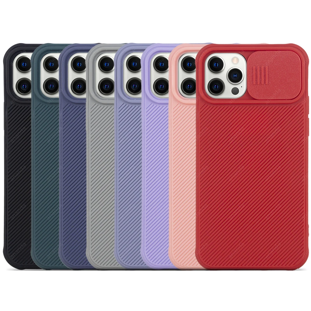 

8 Color Candy Soft Back Cover Cell mobile phone bags & cases Sliding Camera Lens Protection Phone Case for iPhone 12 11 Pro Max