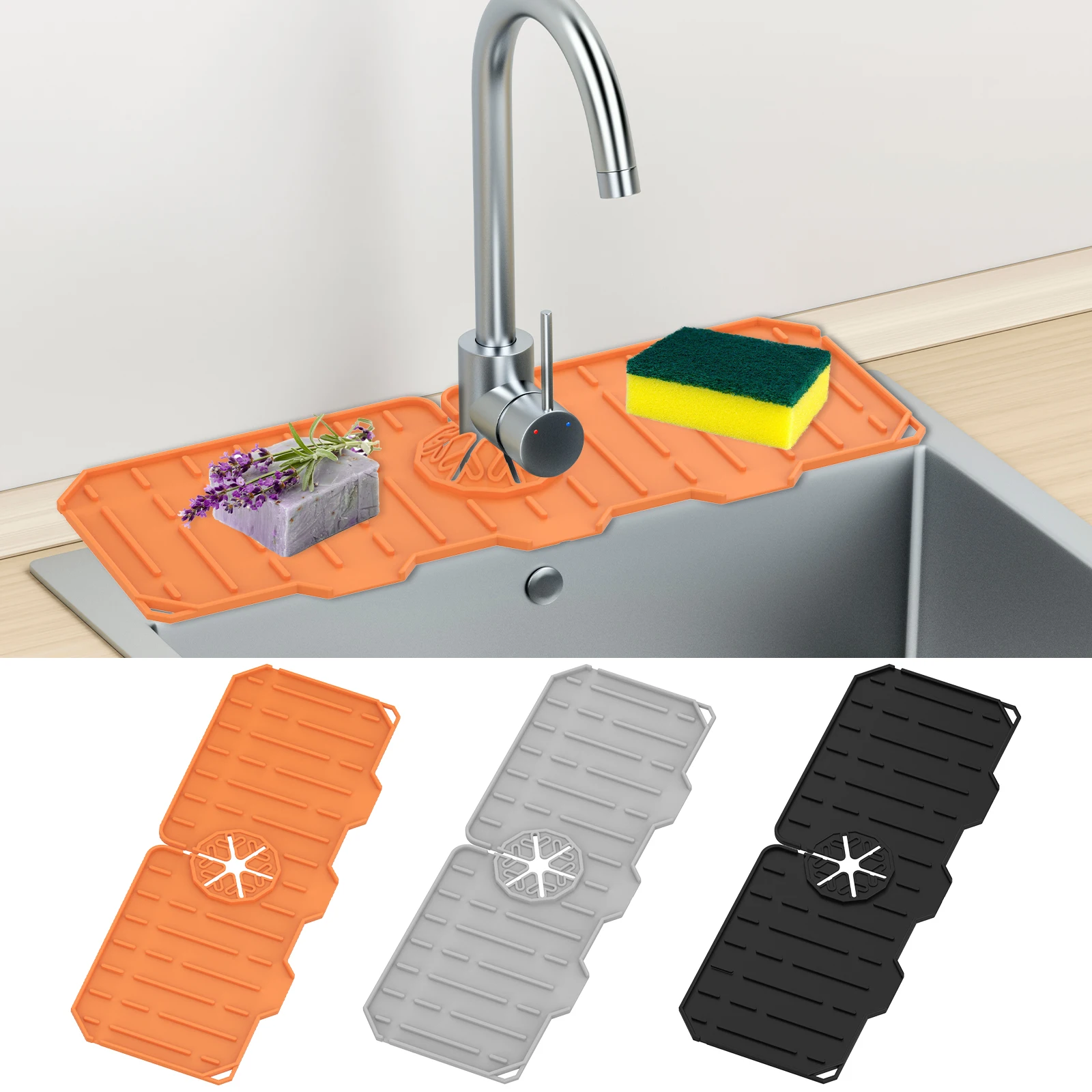 

Anti Slip Silicone Sink Faucet Mat, Sink Splash Guard Drip Catcher for Sink Faucet Mat Behind Faucet for Kitchen Pads, Customized color