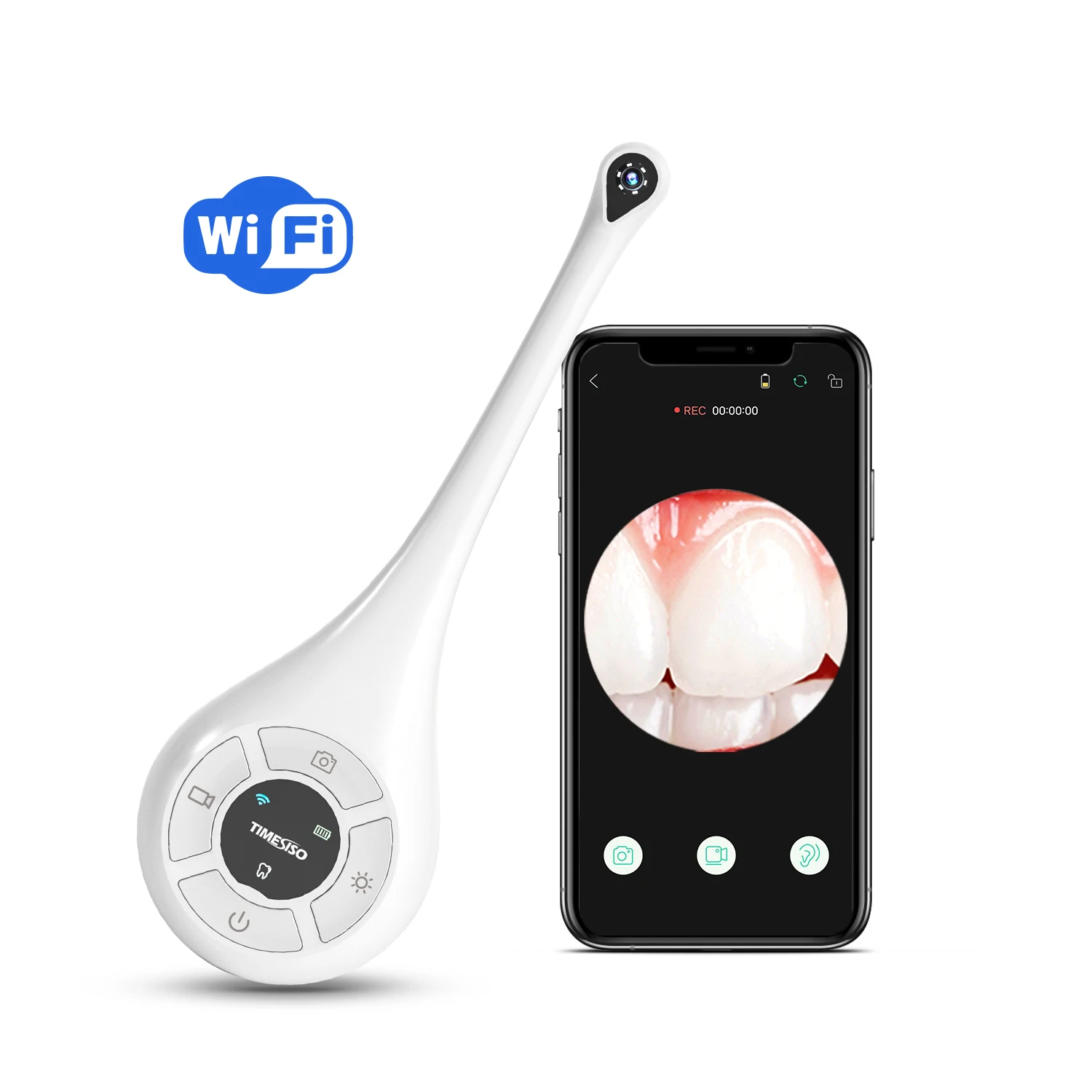 

Intraoral Endoscope WiFi 1080P HD Wireless Dental Camera Teeth Inspection Borescope 8 LEDs Split Design Support for iOS Android