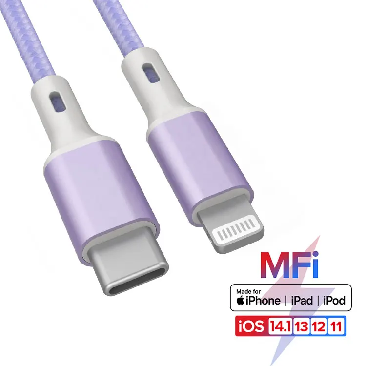

New Chip MFi Certified Cable 100% Original 8pin For iphone 12 MacBook PD Fast Charging MFI USB Cable Data Kable Transimission, Green purple blue silver grey blue gold or oem