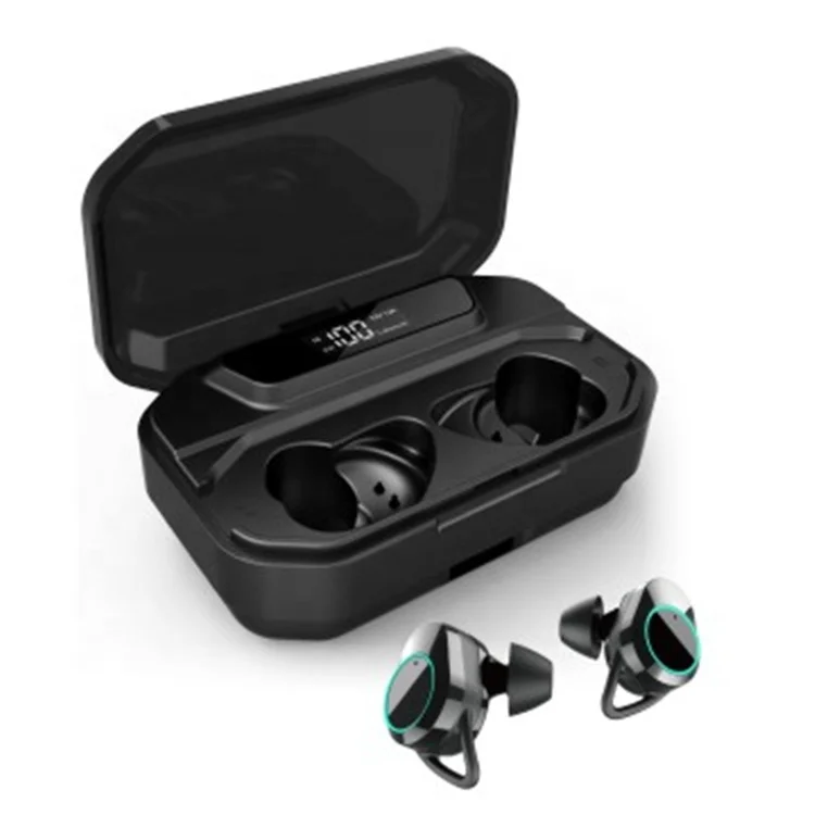 

amazon top seller 2021 Noise Canceling Earphone Ture Stereo wireless headset Ice Blue LED lamp in-ear headphones, Black