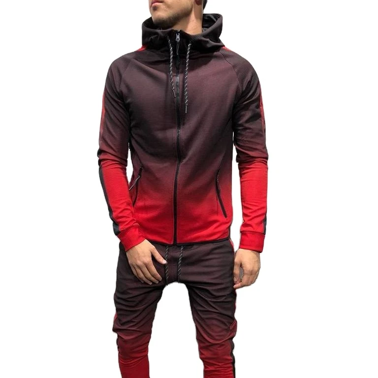 

Men's new suit with progressive print zipper hip hop movement muscle long sleeve casual suit brother