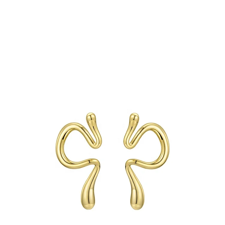 

High Quality 18K Gold Plated Environmental Brass Ear Clip on Earrings minimalist jewelry E191078
