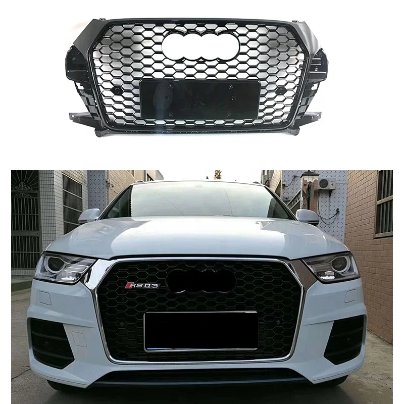 

Free shipping RSQ3 style car grille for Audi Q3 SQ3 honeycomb front grill for Audi modification in stock 2016 2017 2018 2019