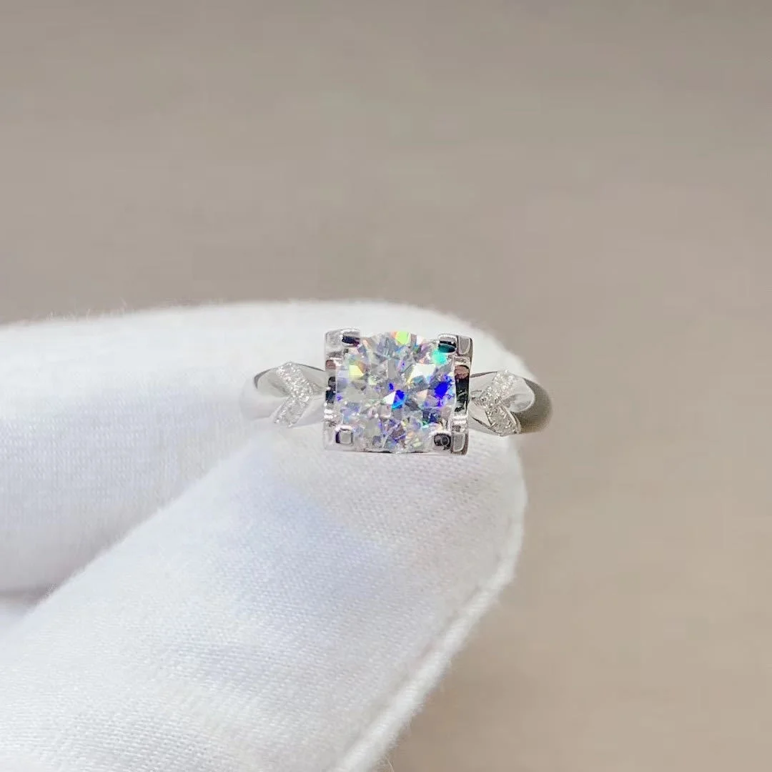 

Luxury Jewelry 4 Claws Adjustable Silvery Rings Inlay Shiny Zircon Fine Charm Wedding Engagement Ring For Women Gifts Wholesale
