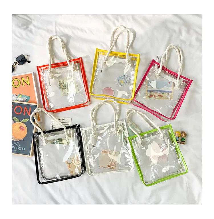 

Custom logo cute kids handbags clear tote bag transparent pvc bag for little girls OEM children purse