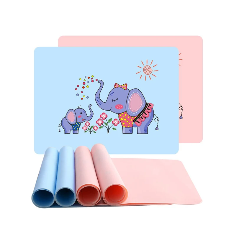 

40*30cm children silicone placemat cartoon creative baby eating table mat, Full color print