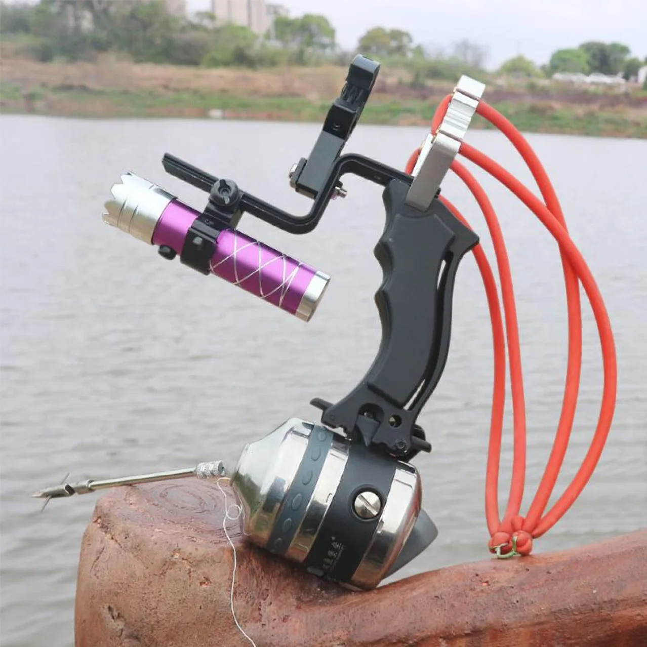 

Professional Fish Shooting Slingshot Stainless stell slingshot set for outdoor hunting, Black