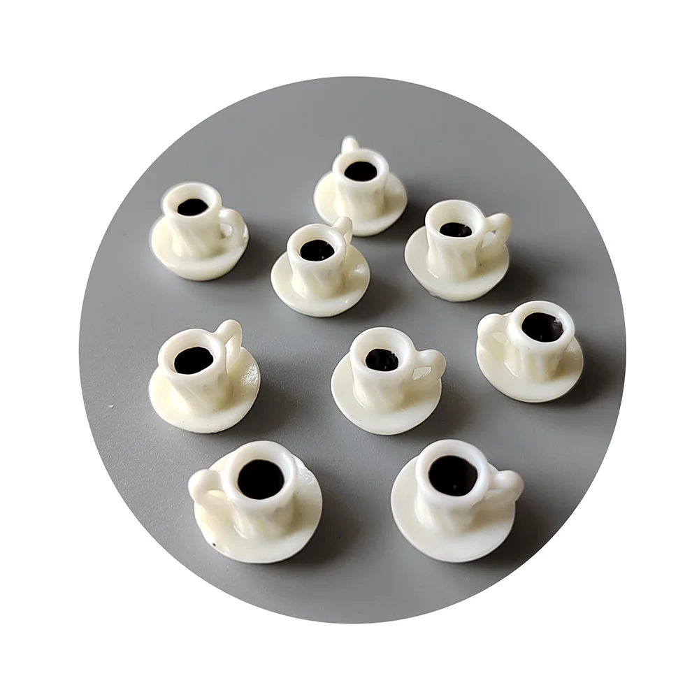 100pcs/lot Resin Miniature White Coffee Cup Resin Flat Back Cabochons for Phone Decoration Drinks Charms Crafts Making DIY
