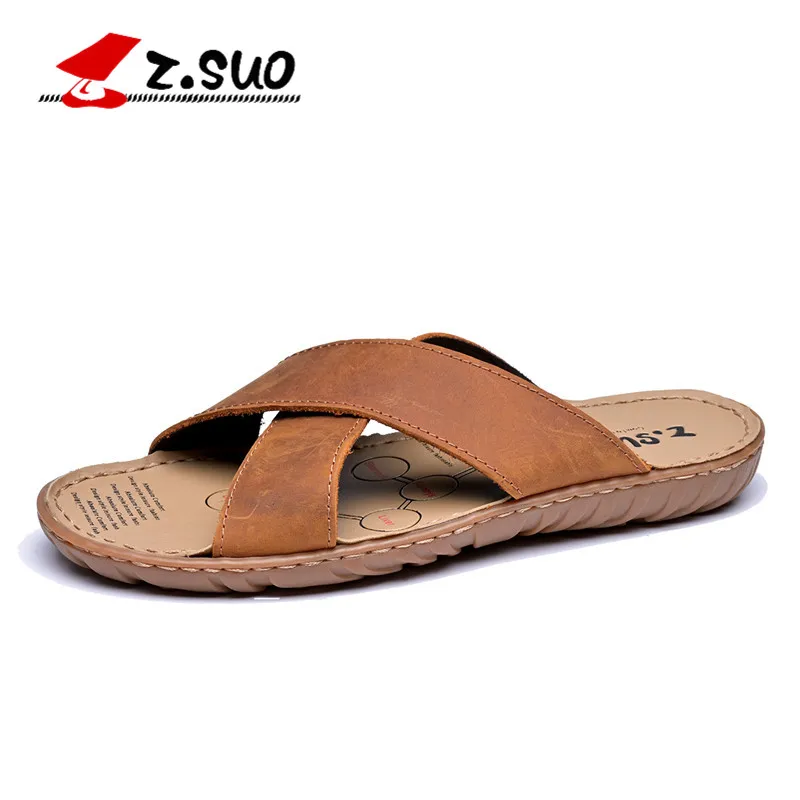 

Walking leather slippers for men summer fashion wearing a flip flop couples outdoor beach cool drag tide casual men sandals