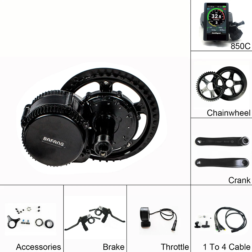 

Greenpedel 48v 500w bafang mid drive electric motor kit for bike with display