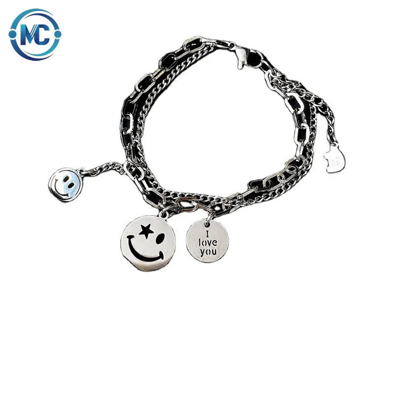 

2021 Female Korean version of the net celebrity ins student simple bracelet with smiley face