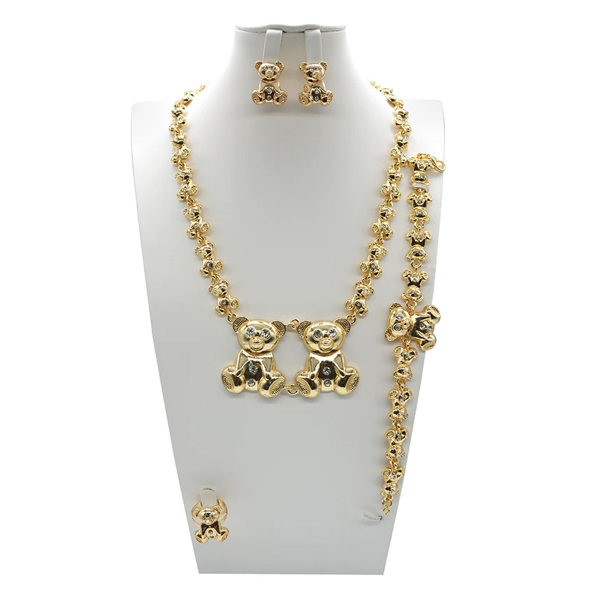 

New design gold-plated 18K color bear lady Jewelry Set