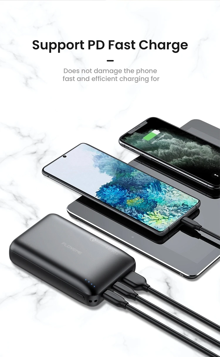 FLOVEME New QC4.0 22.5W Fast Charging Usb C PD Power Bank 10000 Mah Dual Usb Ports Portable Charger Powerbank - ANKUX.COM