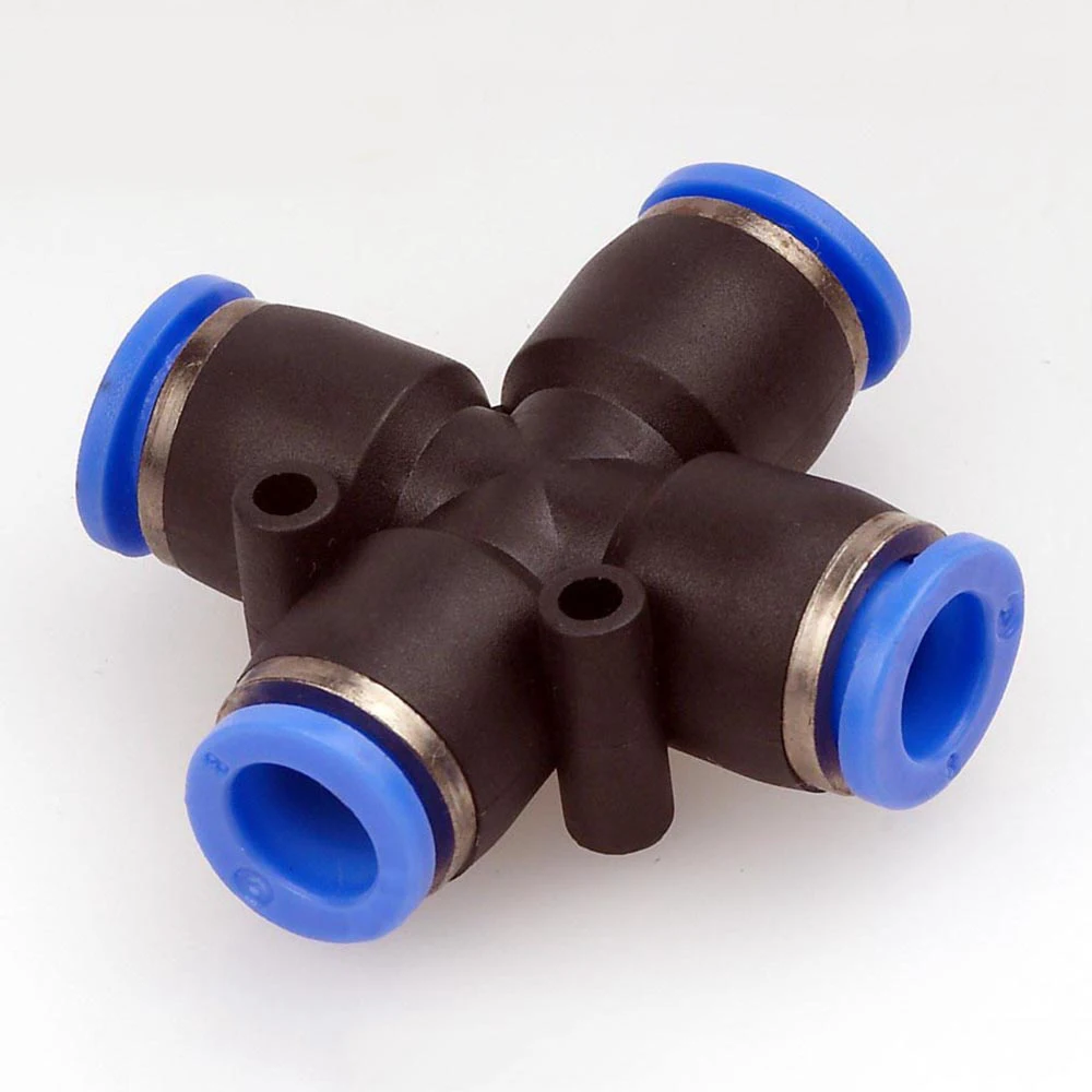 

PZA Series Cross 4 way Air Pipe Plastic PU Pipe Fitting Quick Coupling Connector