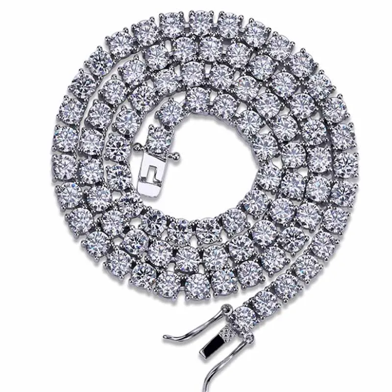 

Hip Hop 14k 18k Gold Plated Stainless Steel Mens CZ Diamond Necklace high quality Iced Out Tennis Chain
