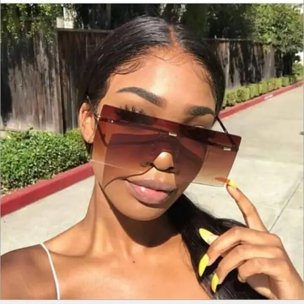 

Oversized Brown Sunglasses 2020 Women Retro Vintage Sunglasses Luxury Brand Rimless Eyewear Oculos De Sol Feminino Big Shades, 10 colors