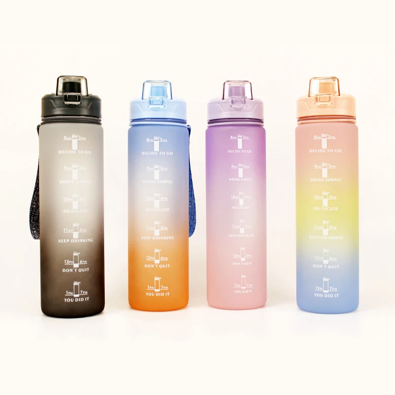 

PASUXI Leakproof Drinking Water Bottle With Time Marker Straw To Ensure You Drink Enough WaterThroughout The Day For Fitness