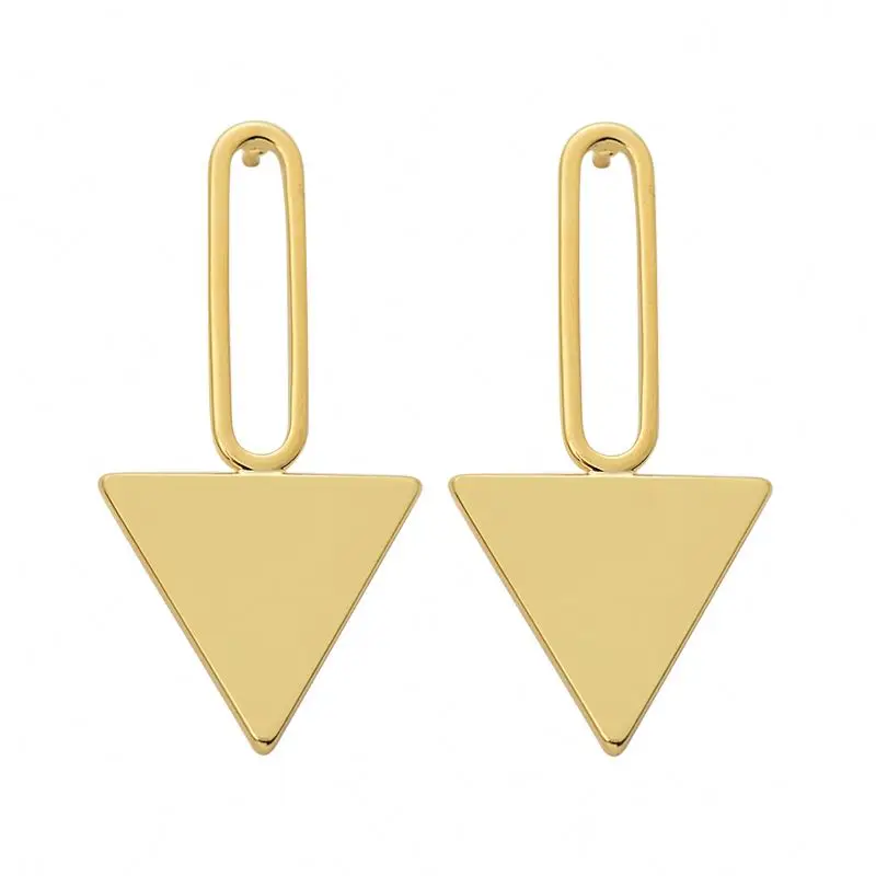 

2021 Fancy design ladies daily wearing copper triangle earring popular stud earring for women, Gold,silver