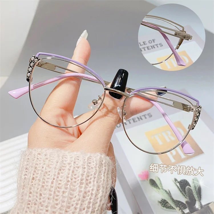 2023 Custom Logo Computer fashion metal cat eye glasses frame computer anti blue light glasses unisex eyeglasses frame 2023