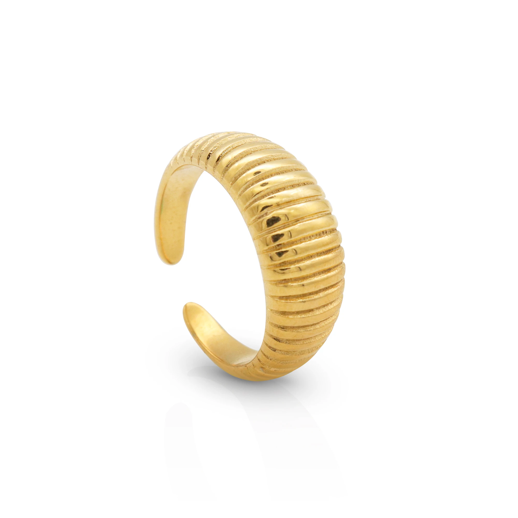 

Chris April in stock fashion 316L stainless steel PVD gold plated Light retro tire shape open ring