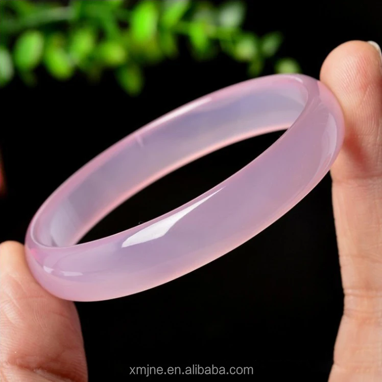 

Natural Pink Chalcedony Bangle Bracelet For Women Jade Bracelet Too Young Girl Heart Lotus Powder Agate Jade Bracelets