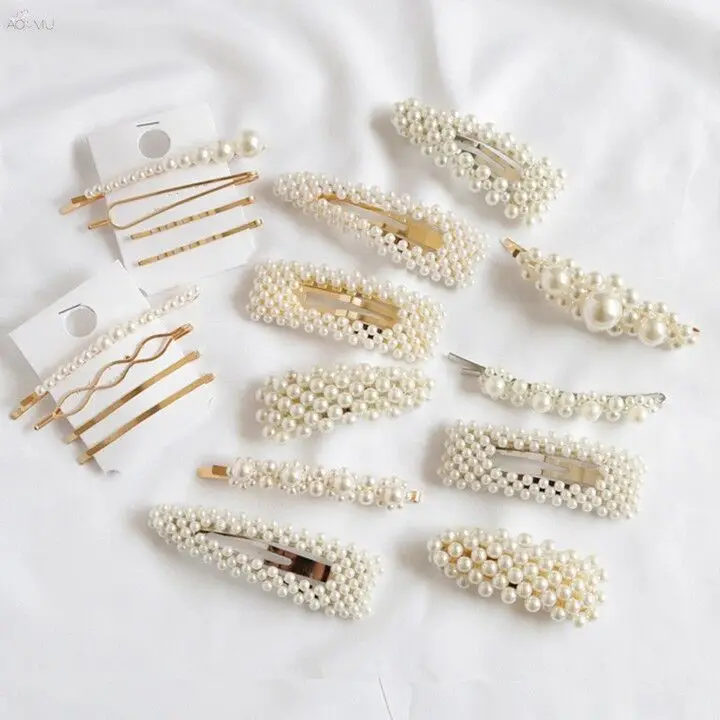 

White Pearl Scarf Clip Pin For Women Fashion Lady Hair Barrettes Hijab Clip, White (different styles