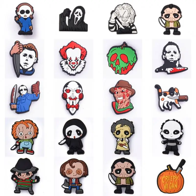 

New Best-selling Ghost Croc Charms Clown Witch Cartoon Animals Shoe Decoration Accessories For Wristbands Kids Hallowmas Gift