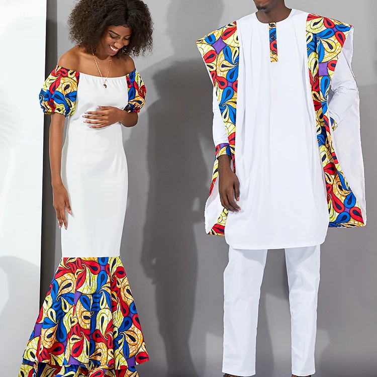 

Traditional Lovers Party Wearings African Style Men Two Pieces Cotton Suits African Printing Shirts, As picture