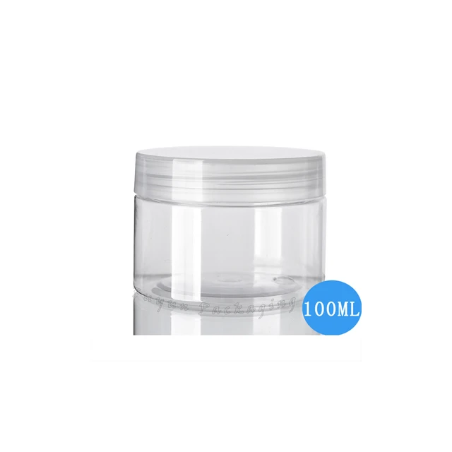 

Fuyun Stock 100ml Empty Clear Pet Plastic Skin Care Cream Jars for cosmetics