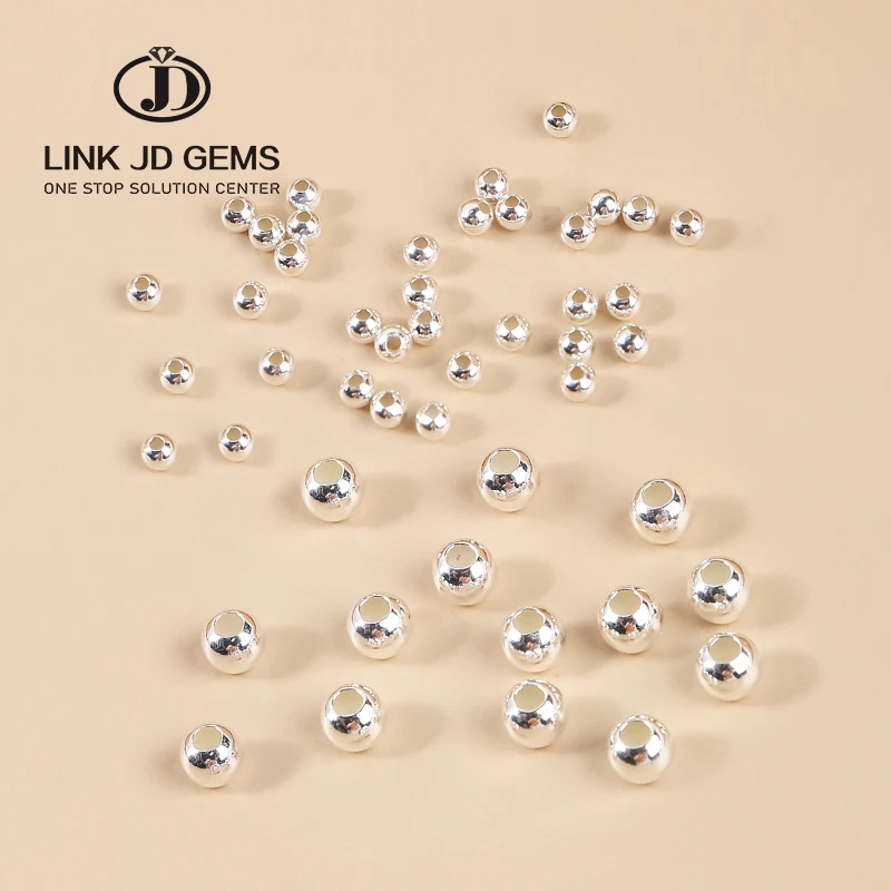 

JD Brand Jewelry Accessories S925 Sterling Silver Ball Spacer Silver Plated Beads For Jewelry Making