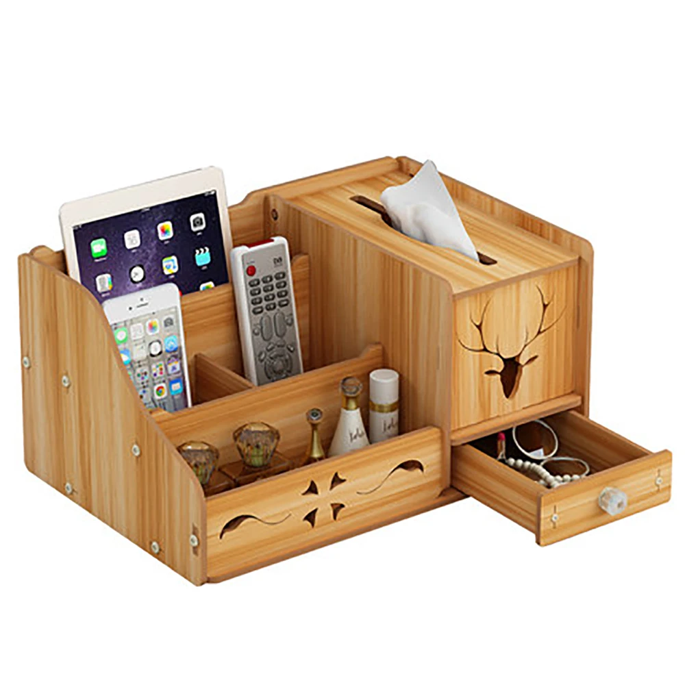 

Wholesale Cheap DIY Wooden Desktop Cosmetic Storage Box Organizer with Drawer & Tissue Box, Welcome to custom