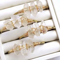 

LS-A882 sparkly amazing! natural gemstone clear quartz bangle crystal point wire wrapped cuff fashion gold bangle for women