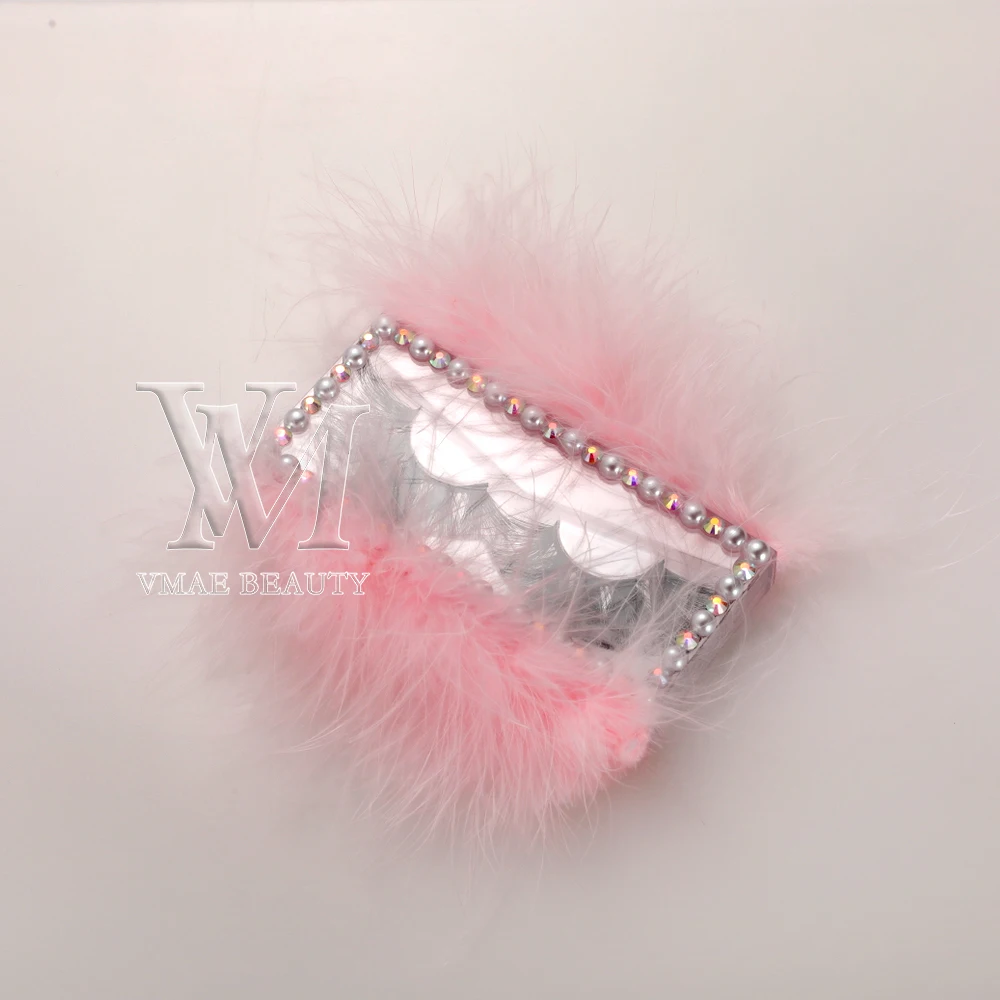 

VMAE Hot Sale Popular Pearl Colorful Furry Lashes Package Box Empty Box For Mink Eyelashes With Plastic Holder Custom LOGO, Any color you want