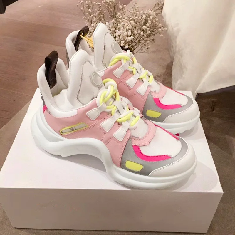 

New candy color lace-up with high top, thick sole, arch sport shoes for girls