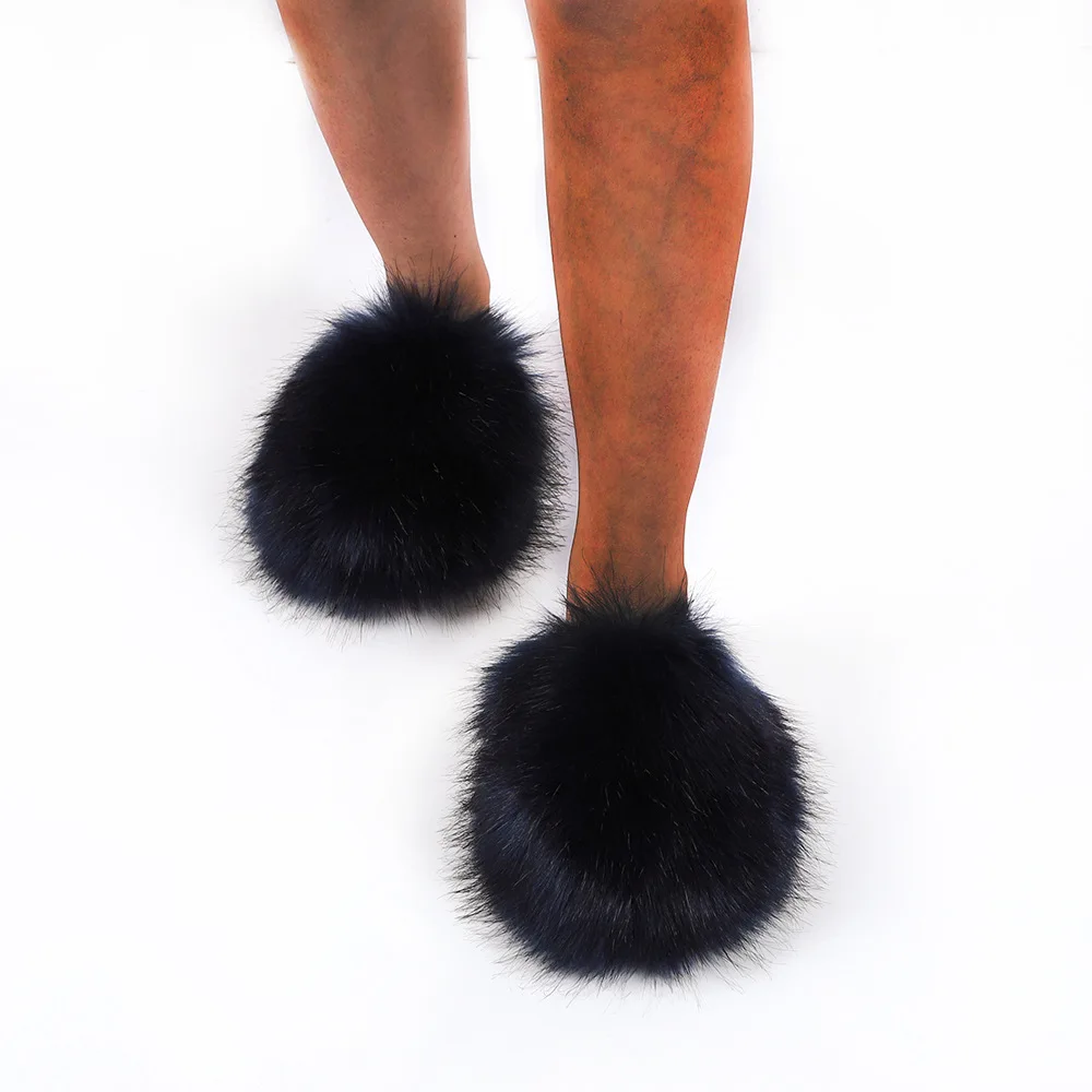 

Winter Indoor House Fur Fuzzy Flufy Open Toe Criss Cross Sandals Plush Slippers For women, Customized color