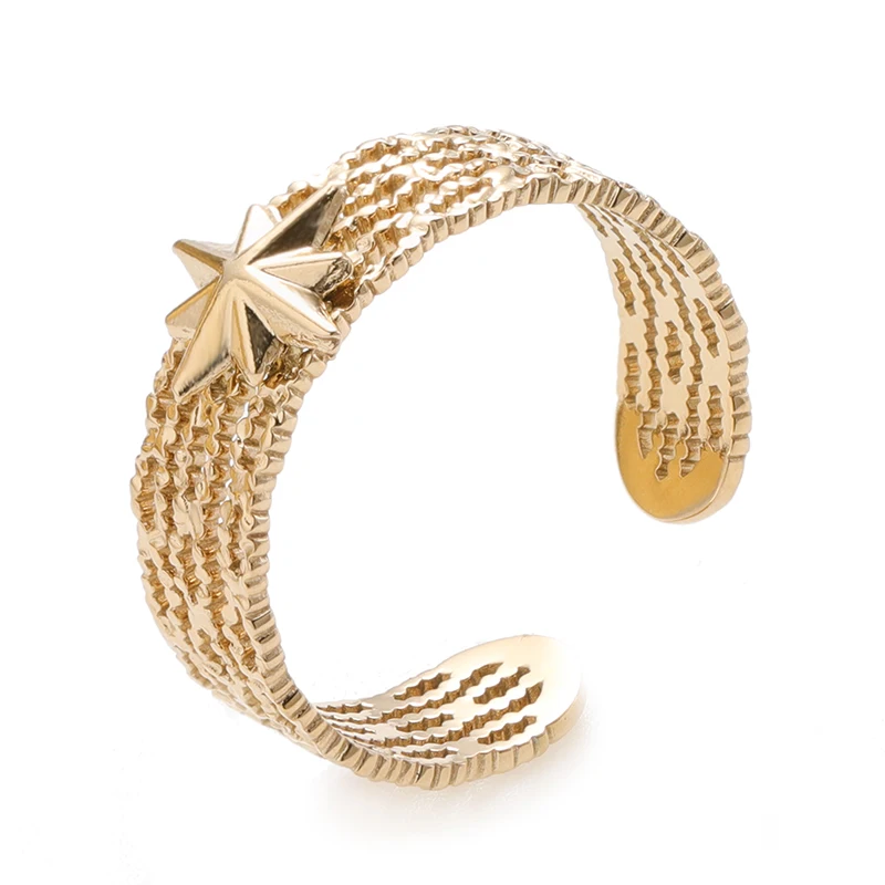 

JR0099 Factory gold stainless steel multi layer hollow starfish rings Free Sample