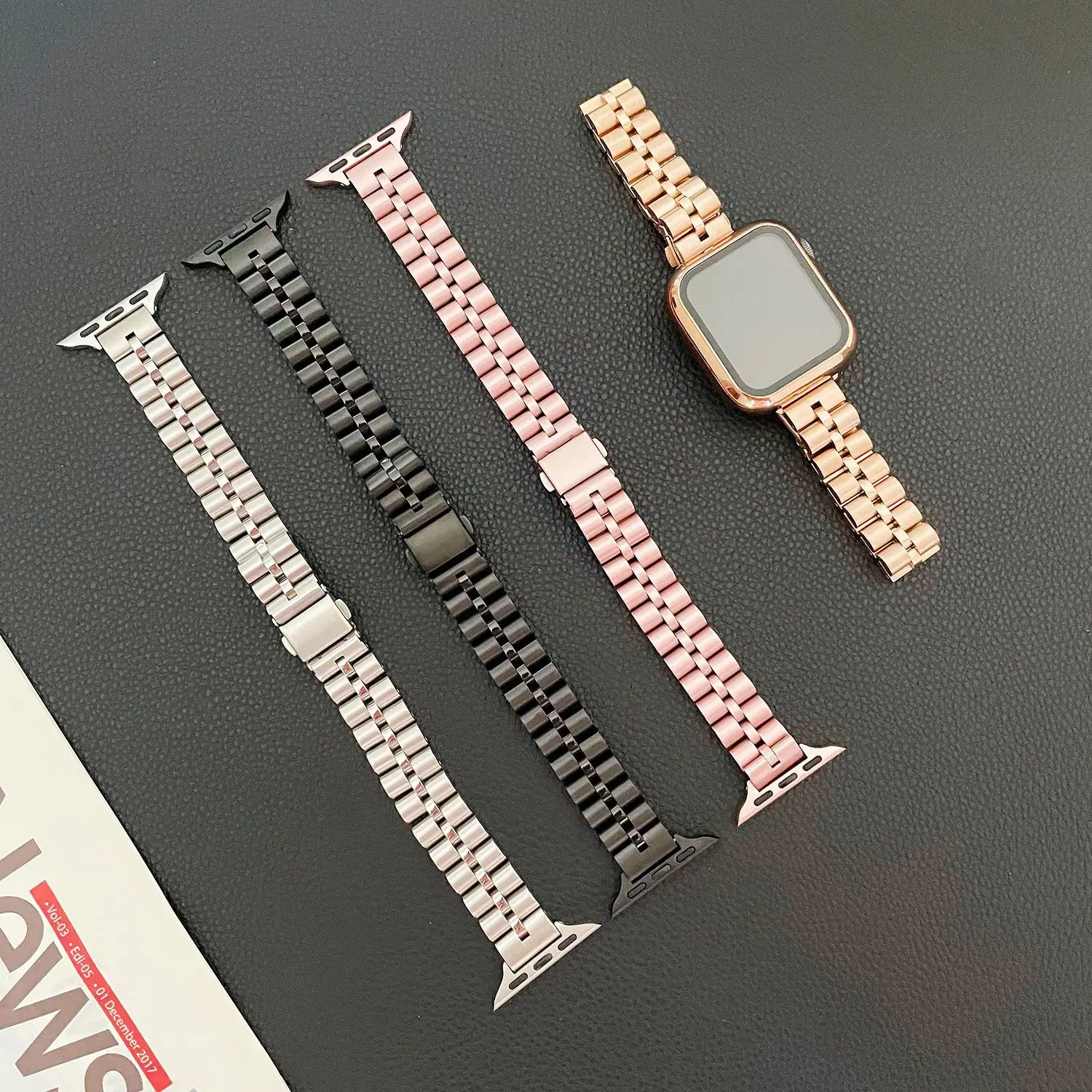 

fashion designers apple watch strap Lady's stainless steel 42mm 44mm 45mm girl watch band for iphone watch band strap, Optional