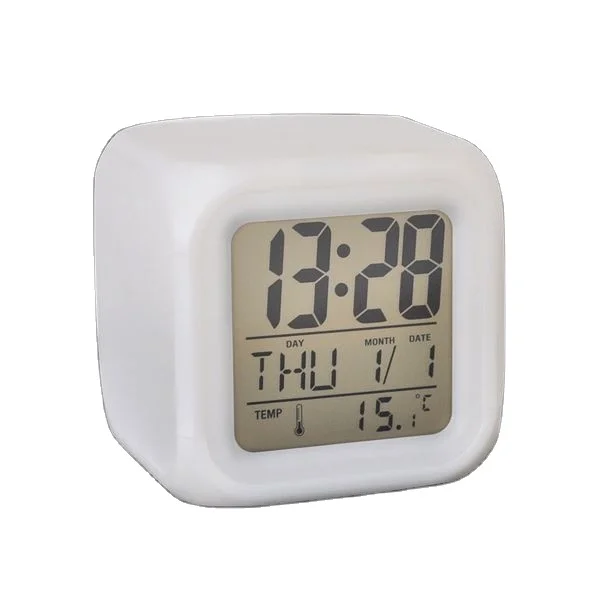

Kids Mini Cube Color Change LED Digital Blank reloj sublimacion Sublimation Glowing Light Up Alarm Table Clock