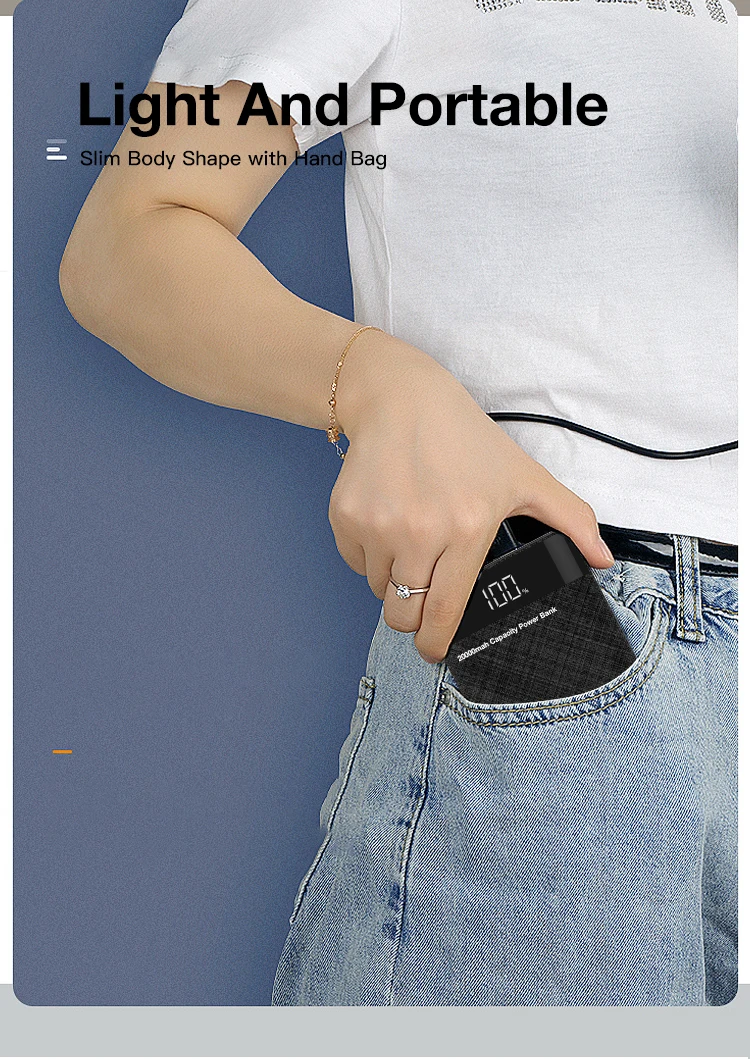 MOXOM New Double QC3.0 Power bank Big Capacity 20000mah Fast Charing 5V 2A Power banks with LCD - ANKUX.COM