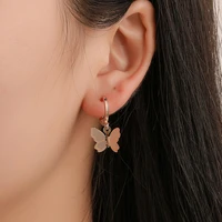 

Korean female fashion sweet joker simple wind earrings sweet frosted alloy butterfly earrings drop ear buckle earrings