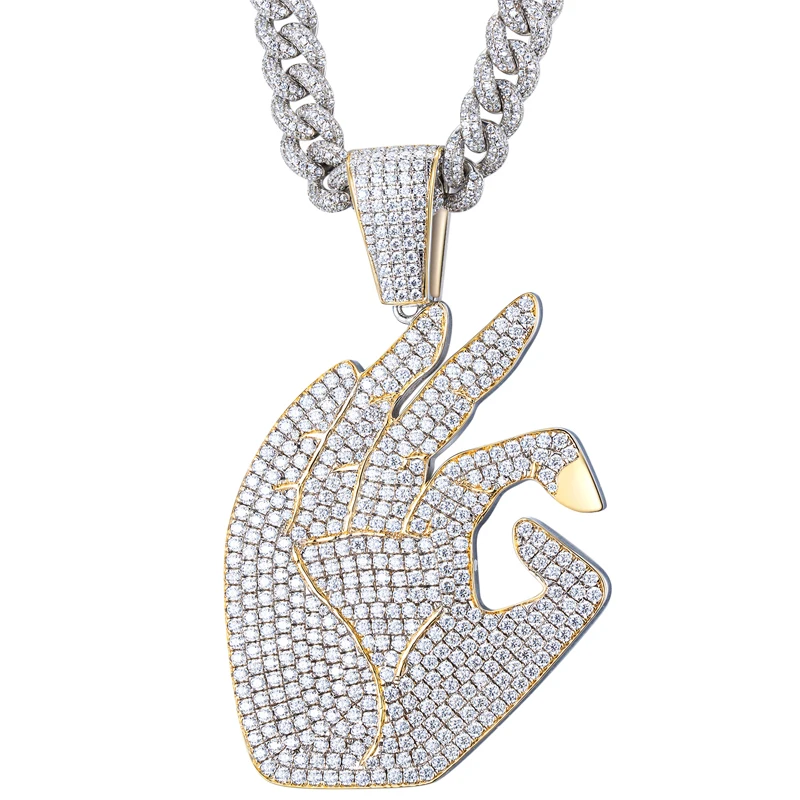 

Messi Gems Custom Letter Necklace Hand Setting Silver Moissanite Diamond Iced out Hip Hop Pendant