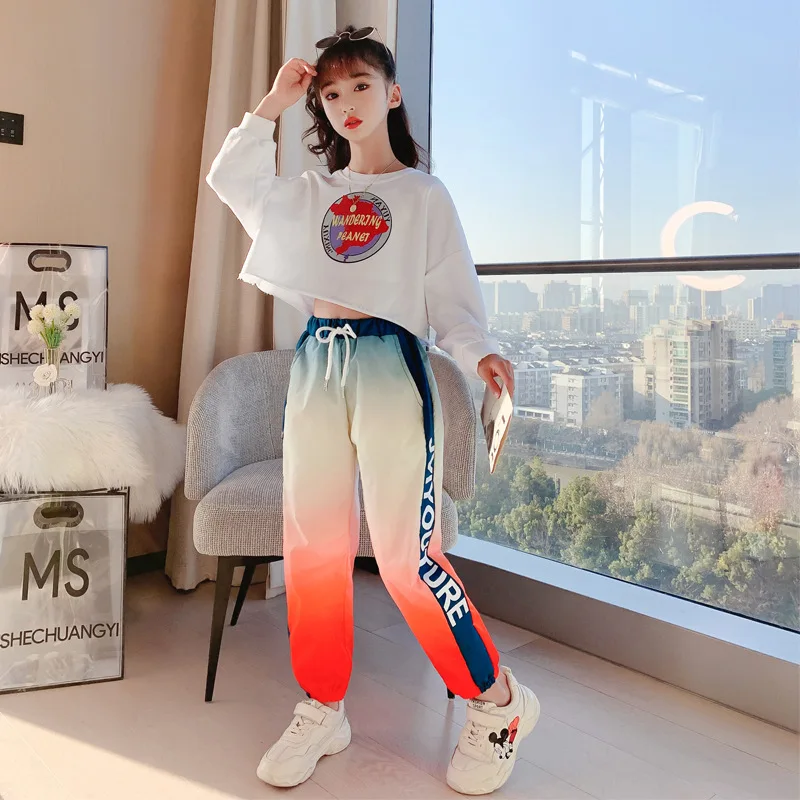 

New arrival fahion spring autumn girls printing long sleeve T shirt and pants 2 pieces clothing set, Picture shows