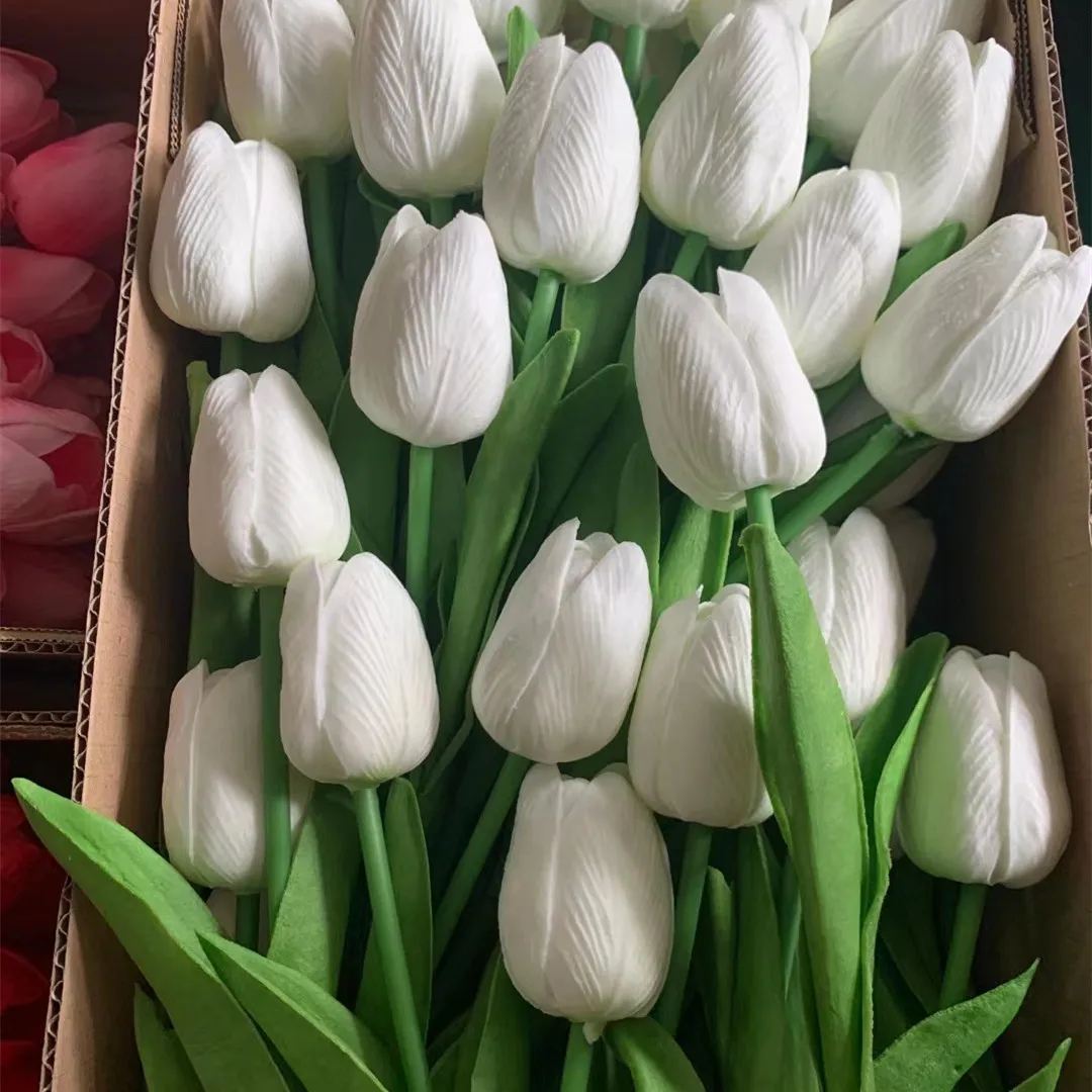 

QSLH-CF0033 Hot Sale Real Touch Wedding Flowers Pu Tulip Artificial Tulip Flower Tulips Artificial Real Touch Flower