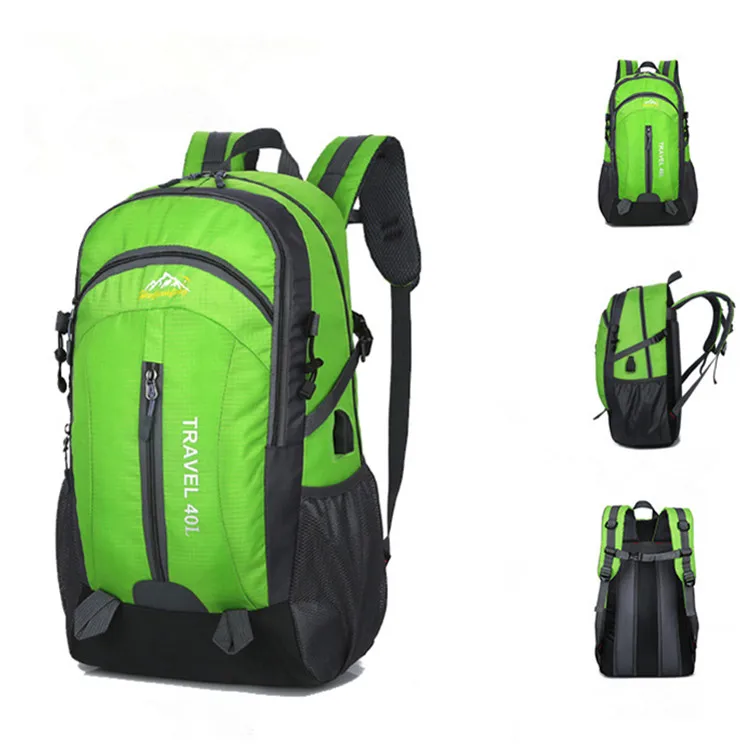 

40L Lightweight Outdoor Travel Men Women Mountaineering Hiking Adventure Daypack Backpack with USB Charging Port, Red, green, light blue, black, dark blue, orange