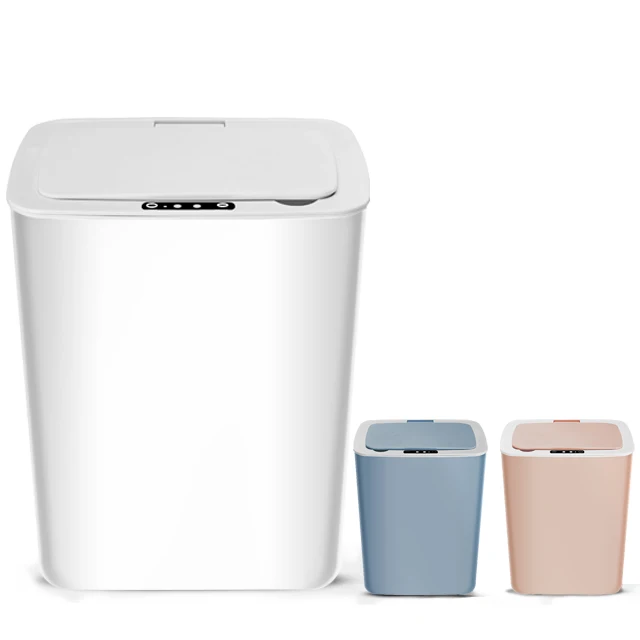 

Touch-Free Intelligent trash bin automatic kitchen smart trash can sensor Battery -USB model induction trash can, White/pink/blue