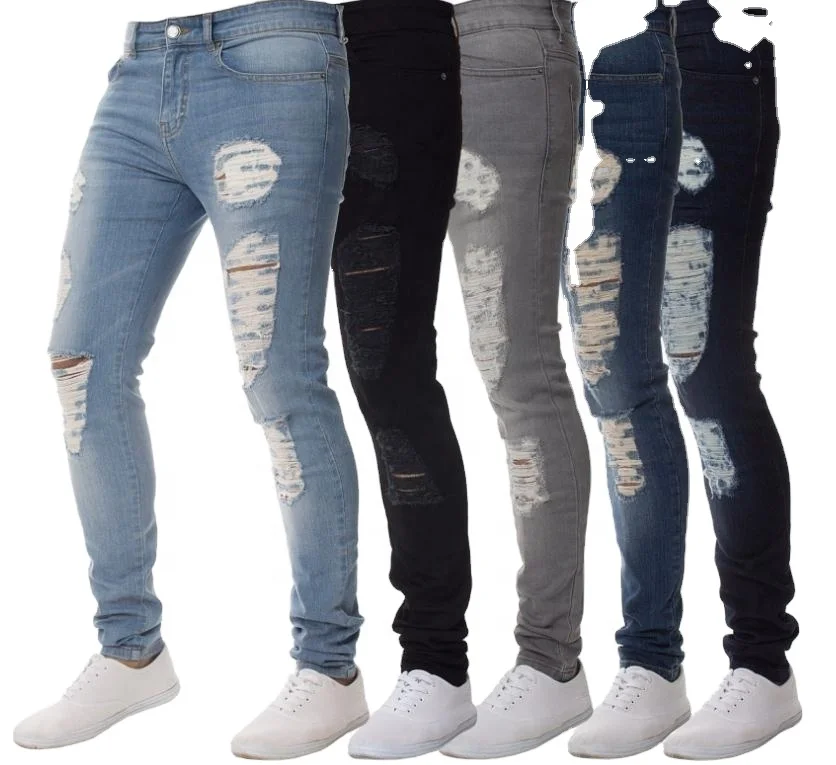 

Hot style mens jeans 2021 tight solid color denim jeans
