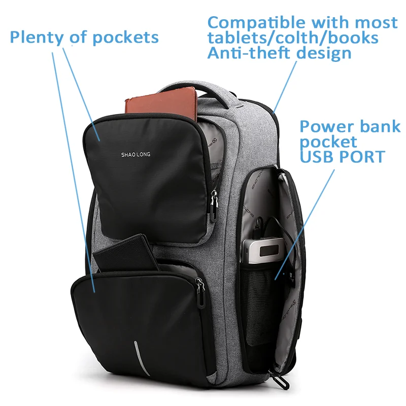 

modern utility wholesale custom logo 15"inch for men business weekend bag school book bag teens black backpack, Black coffee blue