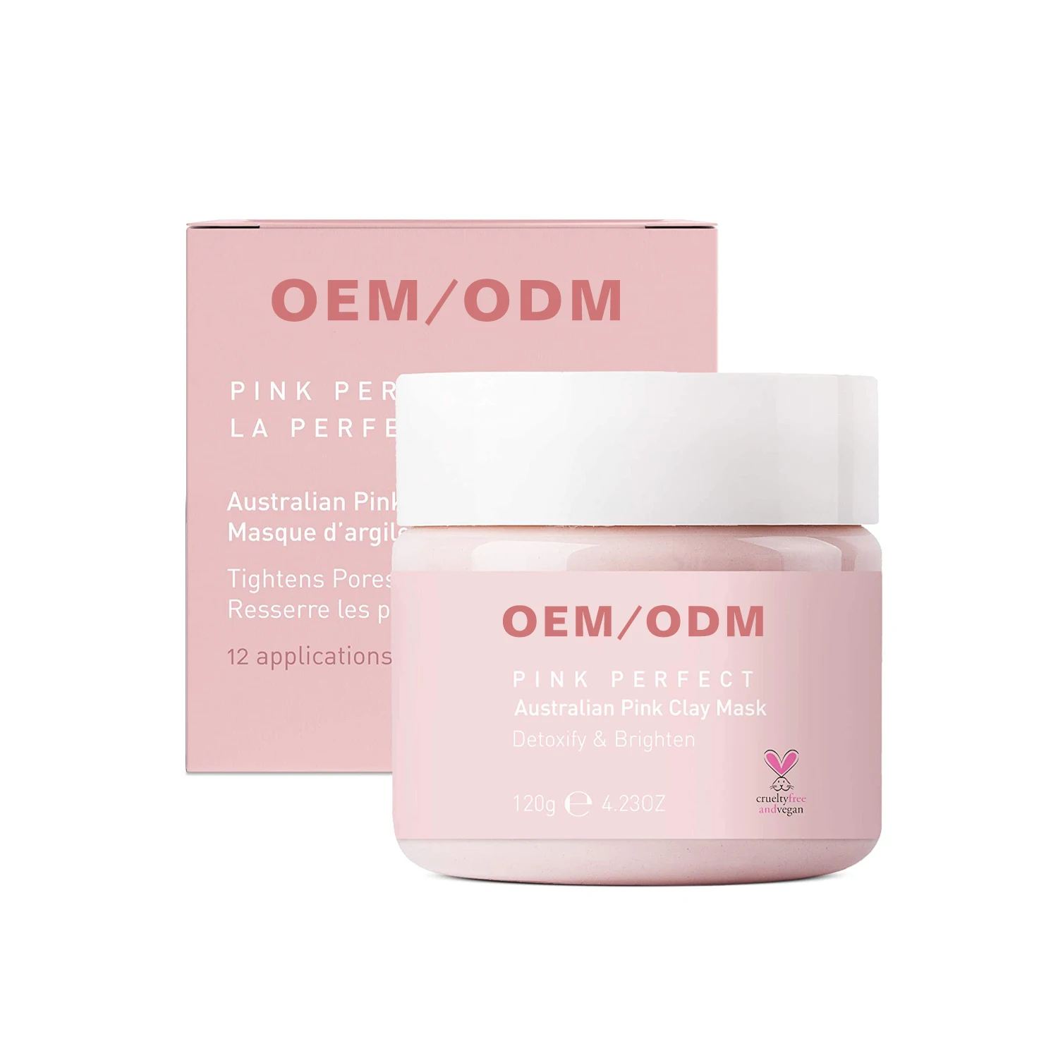 

QQLR Private Label Skin Hemp Pink Clay Mask Deep Cleanse Pure And Brightening Face Mask Aloe Vera Vitamin C E