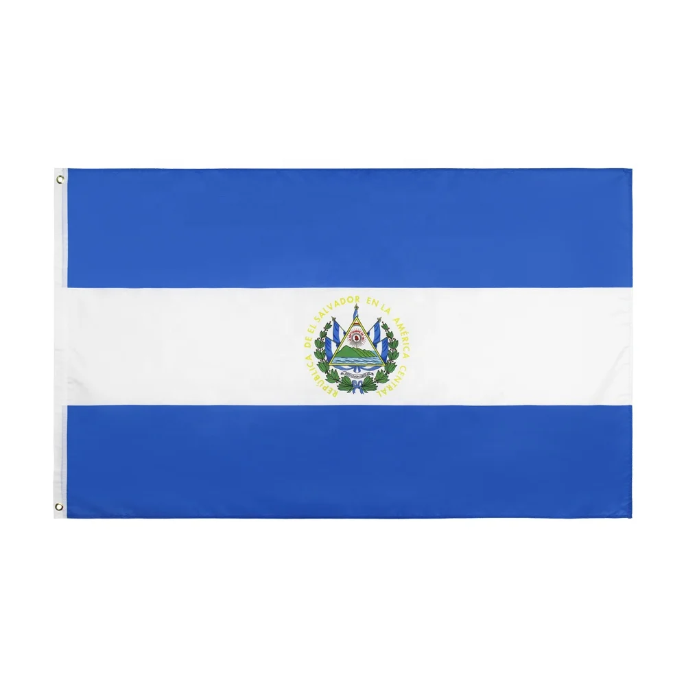 Wholesale Cheap Printed Outdoor Custom Made 3x5ft El Salvador Polyester Flag EN-71 Certified Flying Style Square Shape